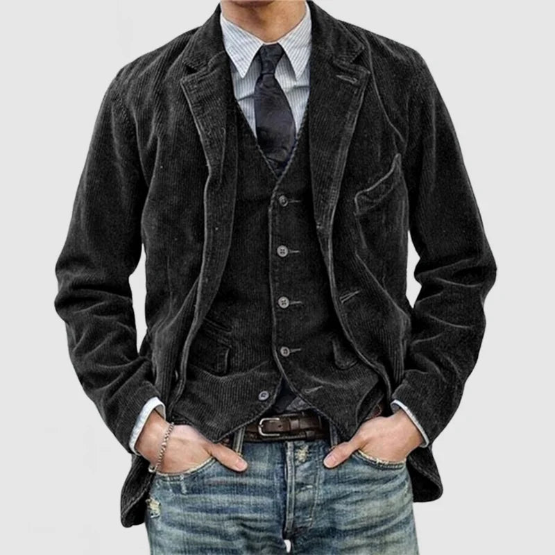Lewis | Vintage Jacket & Vest Set - Black