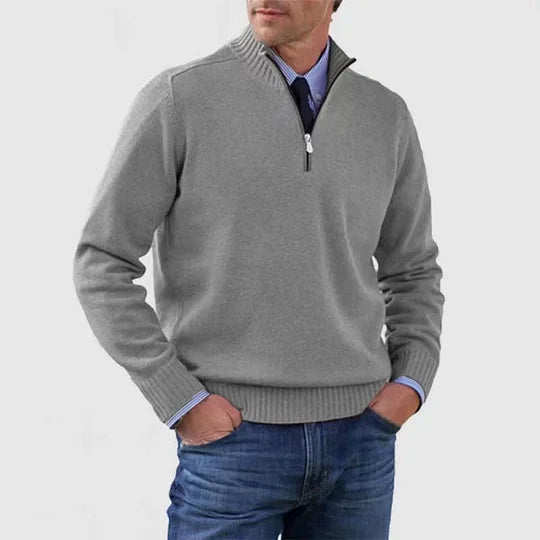 Chris | Casual Half-Zip Sweater - Gray