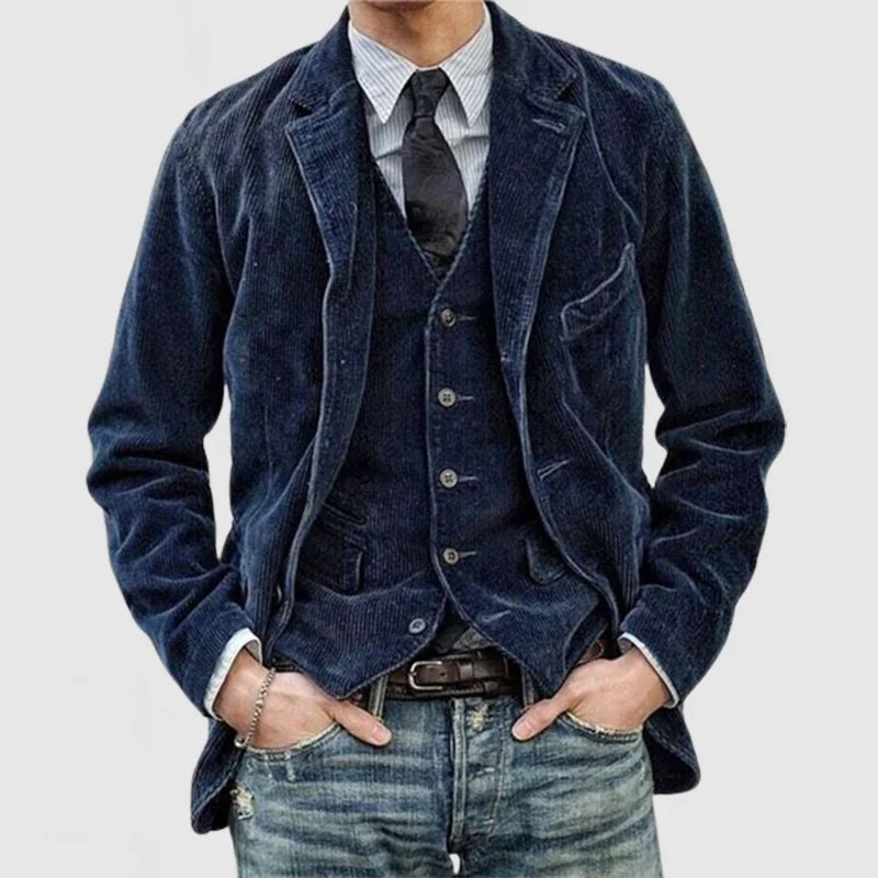 Lewis | Vintage Jacket & Vest Set - Navy Blue