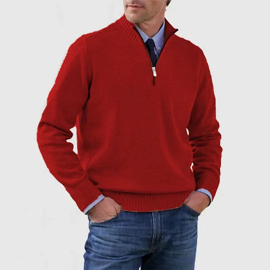 Chris | Casual Half-Zip Sweater - Red