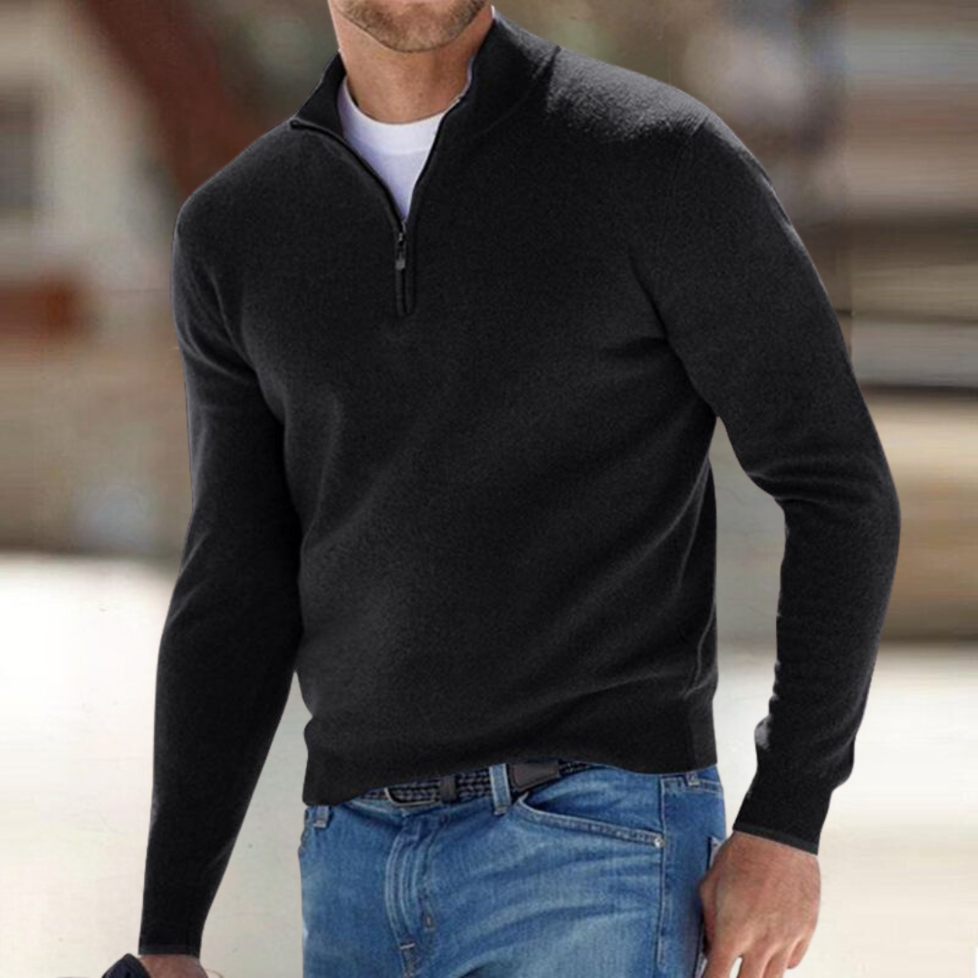 Drew | Everyday Zip-Up Pullover - Black