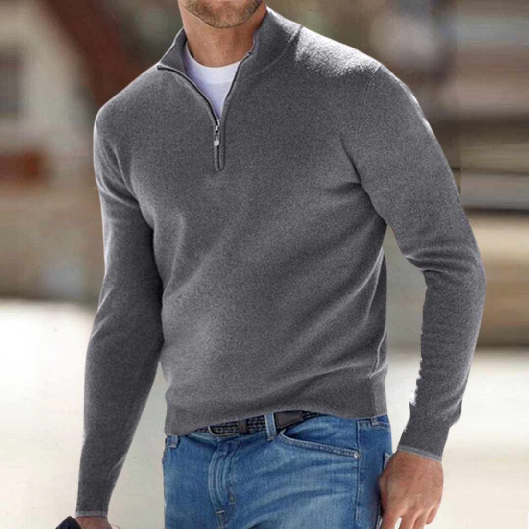 Drew | Everyday Zip-Up Pullover - Gray
