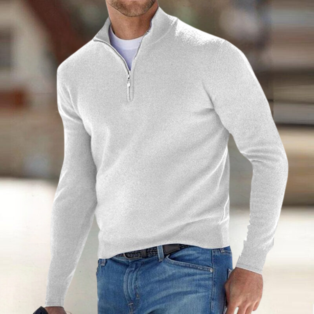 Drew | Everyday Zip-Up Pullover - White