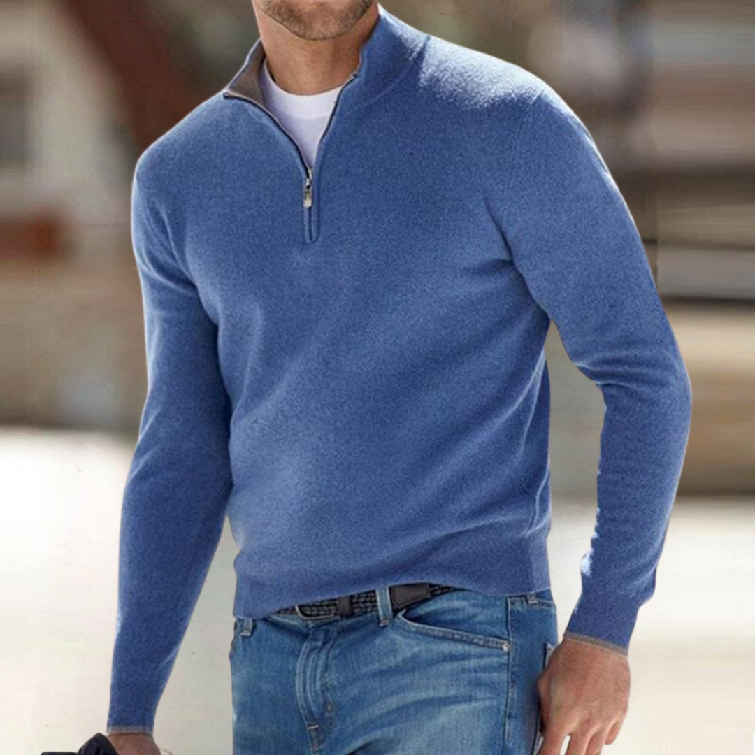 Drew | Everyday Zip-Up Pullover - Blue