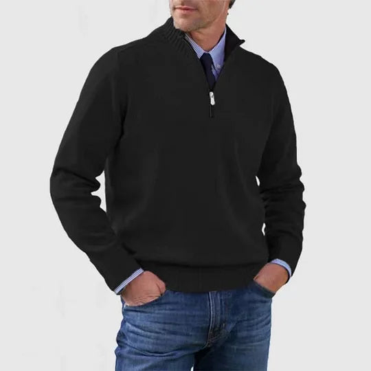 Chris | Casual Half-Zip Sweater - Black