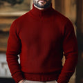 Lucas | Ribbed Turtleneck Sweater - Wine
