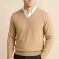 Alec | Fine-Knit V-Neck Sweater - Beige